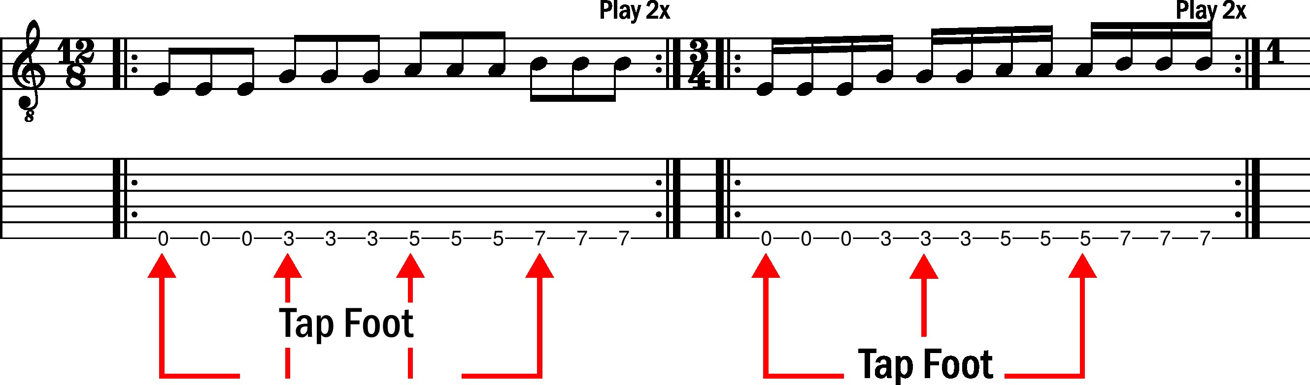 Groups of three in 12/8 time